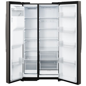 GE 36 in. 27.9 cu. ft. Side-by-Side Refrigerator with Ice & Water Dispenser - Slate, Slate, hires