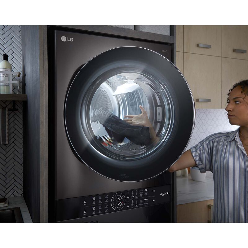 LG 27 in. WashTower with 4.5 cu. ft. Washer with 10 Wash Programs & 7.4 cu. ft. Electric Dryer with 9 Dryer Programs, Sensor Dry & Wrinkle Care - Black Steel, Black Steel, hires