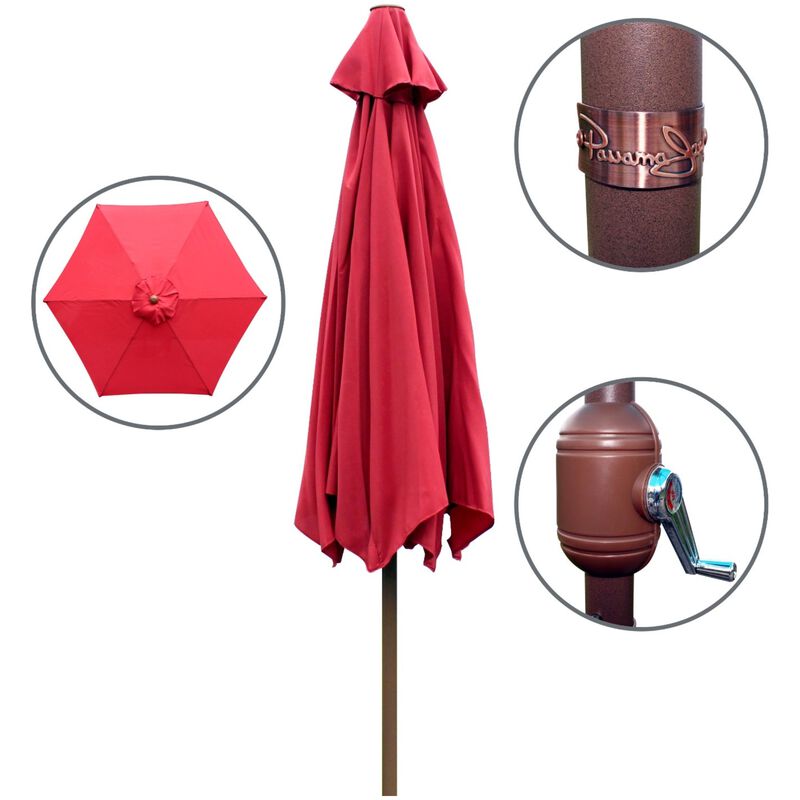 Panama Jack 9 Ft Patio Umbrella With Crank - Red, , hires