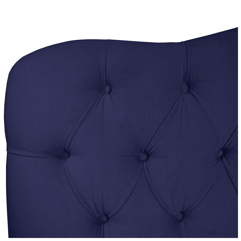 Skyline Furniture Tufted Velvet Fabric Upholstered Queen Size Bed - Navy Blue, Navy, hires