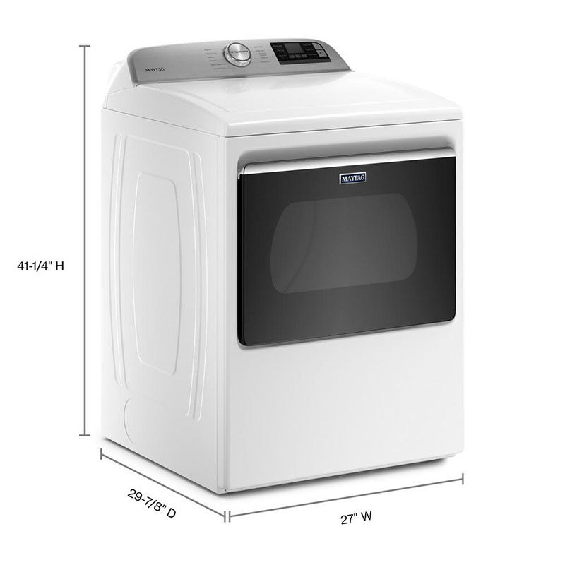 Maytag 27 in. 7.4 cu. ft. Front Loading Electric Dryer with 11 Dryer Programs, 4 Dry Options, Wrinkle Care & Sensor Dry - White, White, hires