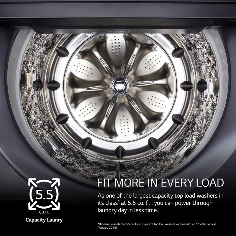 LG 27 in. 5.5 cu. ft. Smart Top Load Washer with EasyUnload, TurboWash3D Technology & AI Sensing - Matte Black, Matte Black, hires