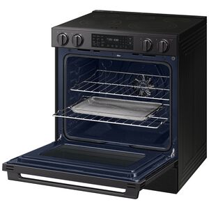 Samsung Bespoke 30 in. 6.3 cu. ft. Smart Air-Fry True European Convection Slide-In Electric Range with Radiant Burners - Matte Black Steel, Matte Black Steel, hires