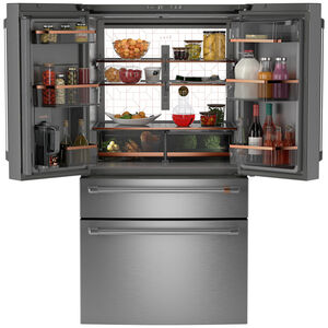 Cafe 36 in. 28.7 cu. ft. Smart 4-Door French Door Refrigerator with Internal Water Dispenser - Stainless Steel, Stainless Steel, hires