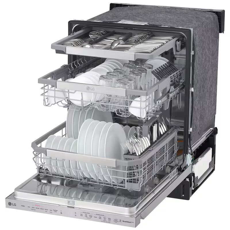 LG 24 in. Top Control Smart Dishwasher with 44 dBa Sound Level, 3rd-Rack, Dynamic Dry & Pocket - PrintProof Stainless Steel, PrintProof Stainless Steel, hires