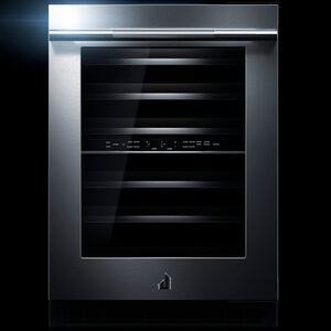 JennAir Rise 24 in. Undercounter Wine Cooler with Wood Racks, Dual Temperature Zones & 45 Bottle Capacity - Stainless Steel, , hires