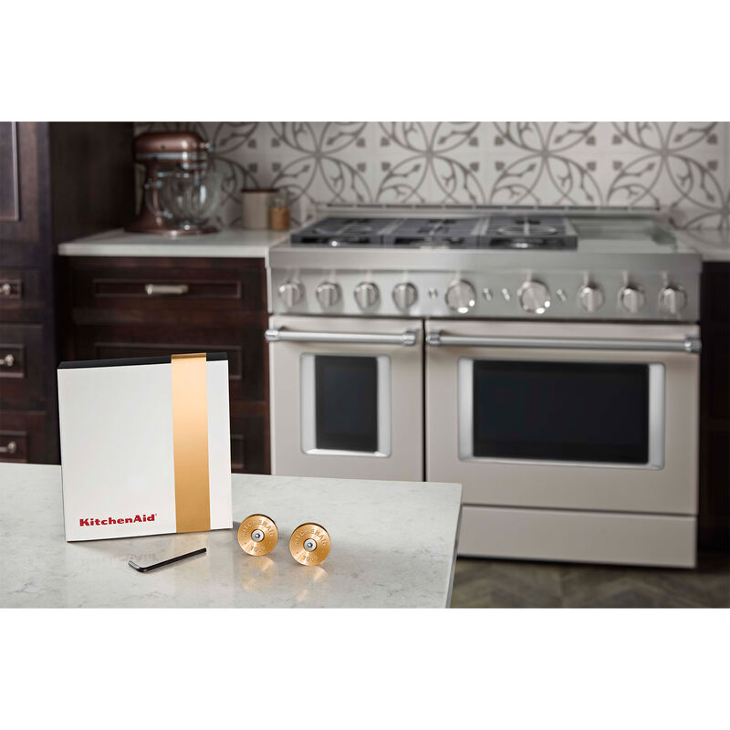 KitchenAid Gold Commercial-Style Range Handle Medallion Kit, , hires