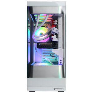 CyberPowerPC Gamer Supreme Desktop with AMD Ryzen 7 9850X 3D, 4.7GHz, 8-Core CPU, AMD Radeon RX 9060 XT, 16 GB VRAM GPU, 32 GB RAM, 1 TB SSD & Windows 11 Home - White, , hires
