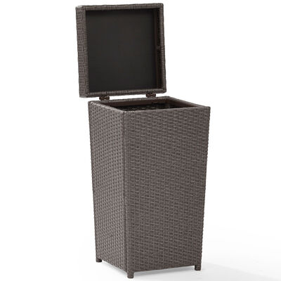 Crosley Palm Harbor Wicker Outdoor Trash Can - Weathered Gray | CO7301-WG