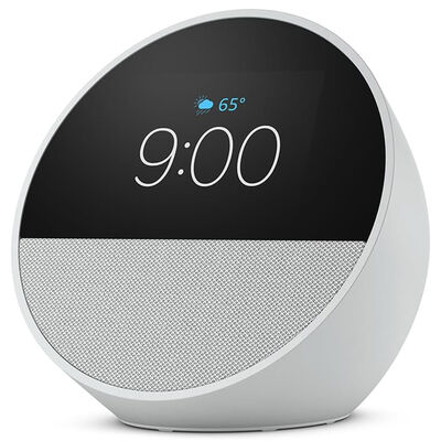 Amazon Echo Spot (2024 release), Smart alarm clock with vibrant sound and Alexa - Glacier White | B0BFCBKXWL