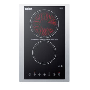 Summit 15 in. 2-Burner Electric Cooktop with Power Burner & Touch Controls - Black, , hires