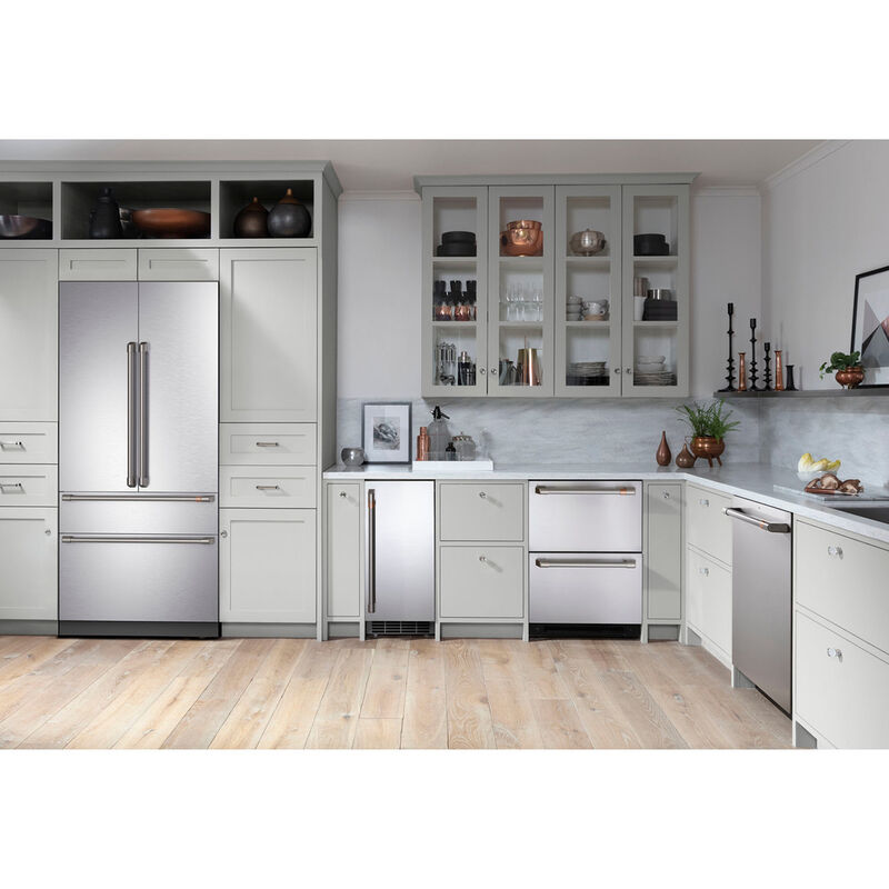GE Cafe 36in. 20.1 cu. ft. Integrated 4-Door French-Door Refrigerator- Stainless Steel, , hires