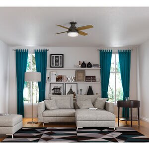 Hunter Dempsey 44 in. Low Profile Ceiling Fan with LED Light Kit and Handheld Remote - Noble Bronze, Noble Bronze, hires