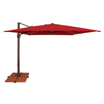 SimplyShade Bali Pro 10' Square Cantilever Umbrella in Sunbrella Fabric with Built-In Starlights - Jockey Red | SSAD45SLA540