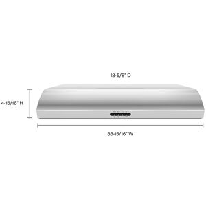 Whirlpool 36 in. Convertible Standard Style Range Hood with 560 CFM, 3 Fan Speeds & 2 Halogen Lights - Stainless Steel, , hires