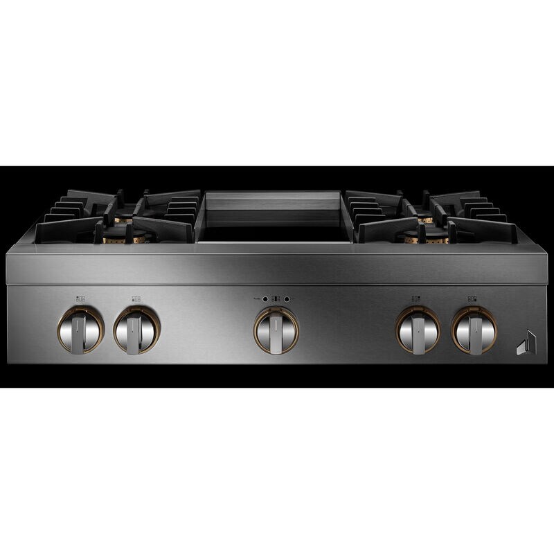 JennAir Rise 36 in. 4-Burner Natural Gas Rangetop with Griddle, Simmer Burner & Power Burner - Stainless Steel, , hires