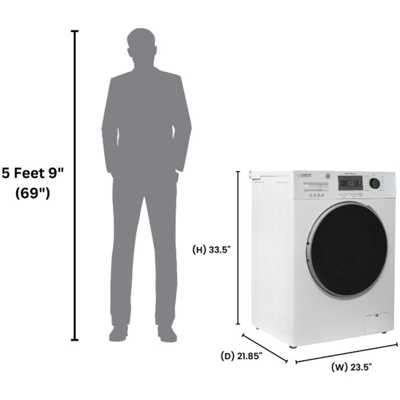 Equator Compact 24 in. 1.57 cu. ft. Stackable Front Load Washer with Pet & Sanitize Cycle - White, , hires
