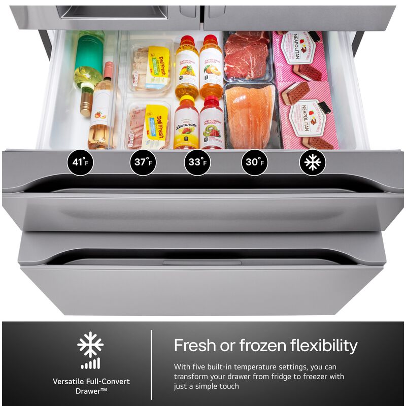 LG 36 in. 28.6 cu. ft. Smart 4-Door French Door Refrigerator with Ice & Water Dispenser - PrintProof Stainless Steel, PrintProof Stainless Steel, hires