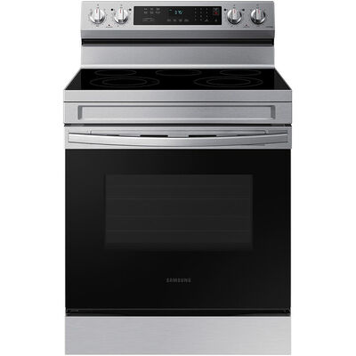 Samsung 30 in. 6.3 cu. ft. Smart Oven Freestanding Electric Range with 5 Smoothtop Burners - Stainless Steel | NE63A6311SS