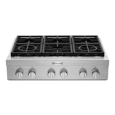 KitchenAid 36 in. 6-Burner Natural Gas Rangetop with Simmer - Stainless Steel | KCGC506JSS