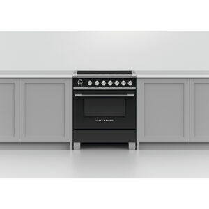 Fisher & Paykel Series 9 Classic 30 in. 3.5 cu. ft. Smart Convection Oven Freestanding Electric Range with 4 Induction Zones - Black, , hires