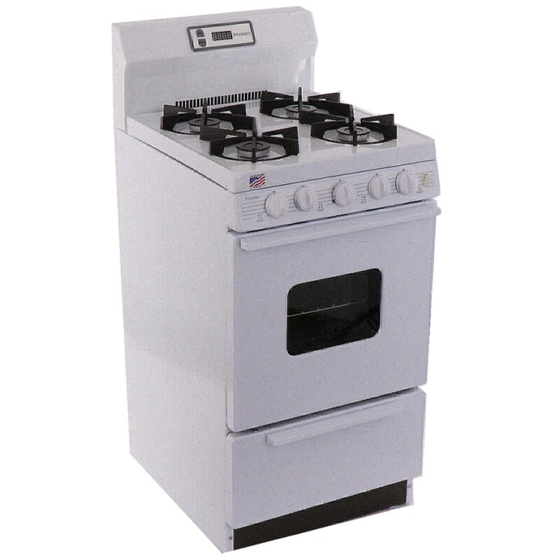 Premier 20 in. 2.4 cu. ft. Gas Range with 4 Sealed Burners - White, White, hires