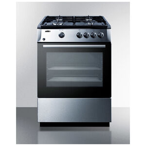 Summit 24 in. 2.5 cu. ft. Oven Freestanding Gas Range with 4 Sealed Burners - Stainless Steel, , hires