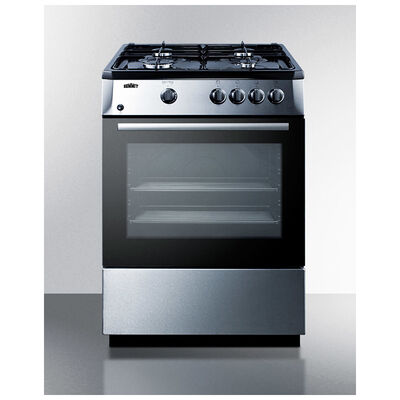 Summit 24 in. 2.5 cu. ft. Oven Freestanding Gas Range with 4 Sealed Burners - Stainless Steel | PRO24G