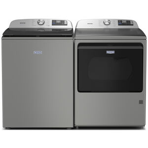Maytag 27 in. 5.2 cu. ft. Smart Top Load Washer with Agitator & Extra Power - Classic SIlver, Classic Silver, hires