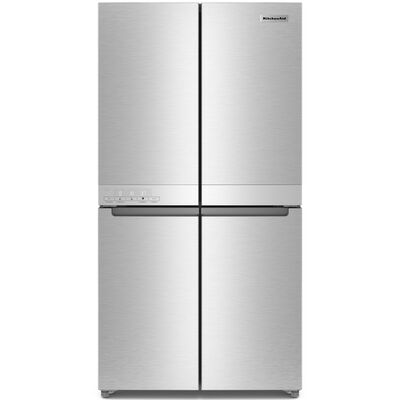 KitchenAid 36 in. 19.4 cu. ft. Counter Depth 4-Door French Door Refrigerator - Metallic Steel | KRQC506MPS