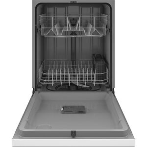 GE 24 in. Built-In Dishwasher with Front Control, 59 dBA Sound Level, 14 Place Settings & 4 Wash Cycles - White, White, hires