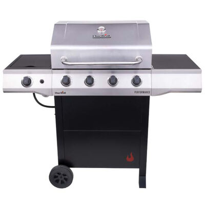 CharBroil Grill Performance Series 4-Burner Liquid Propane Gas Grill with Electronic Ignition System & Side Burner - Black with Stainless Steel | 463351021
