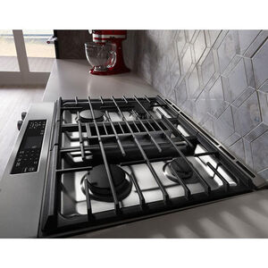 KitchenAid 30 in. 6.4 cu. ft. True European Convection Slide-In Dual Fuel Range with 4 Sealed Burners - Stainless Steel, , hires