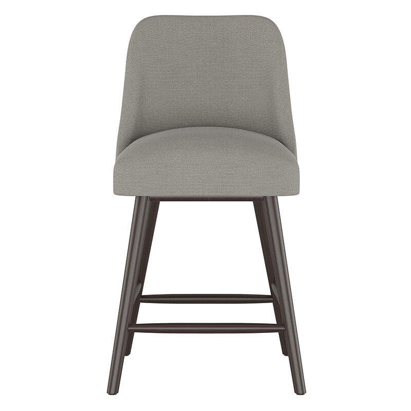 Skyline Furniture Modern Mid Century Counter Stool in Linen Fabric - Grey, Grey, hires