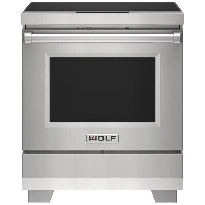 Wolf Professional Series 30 in. 5.1 cu. ft. Convection Oven Freestanding Electric Range with 4 Induction Zones - Stainless Steel | IR30450/S/P