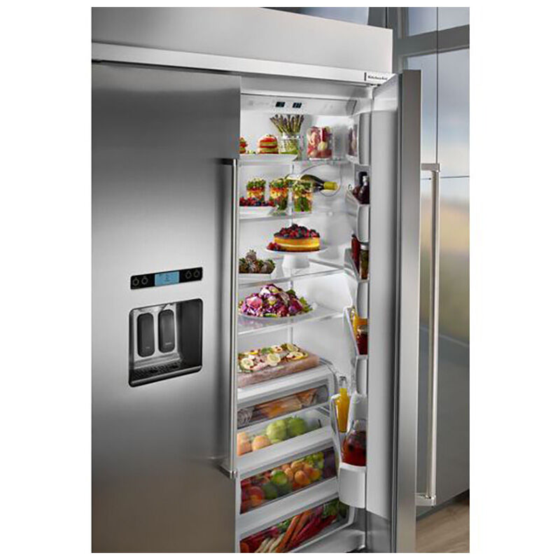 KitchenAid 49inch Built-In 29.5 Cu. Ft. Counter Depth Side by Side  Refrigerator with Ice and Water Dispenser - Stainless Steel
