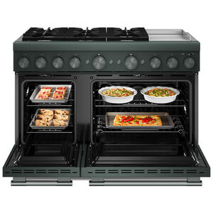KitchenAid Commercial-Style 48 in. 6.3 cu. ft. Air-Fry True European Convection Double Oven Dual Fuel Range with 6 Sealed Burners & Griddle - Juniper, , hires