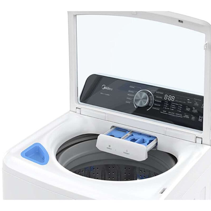Midea 27 in. 4.4 cu. ft. Smart Top Load Washer with Power Wave 360 Agitator - White, White, hires