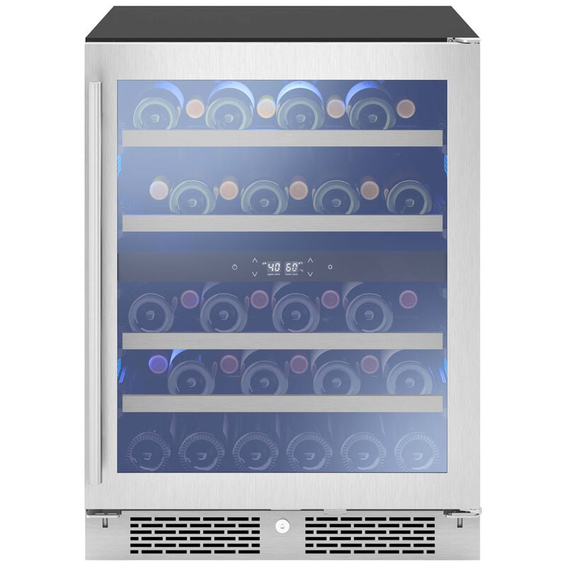 Zephyr Presrv Series 24 in. Undercounter Wine Cooler with Wood Racks, Dual Temperature Zones & 37 Bottle Capacity - Stainless Steel, , hires