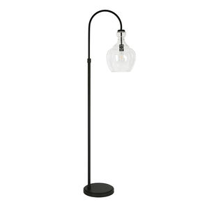 Hudson & Canal Verona Blackened Bronze Arc Floor Lamp with Seeded Glass Shade, , hires