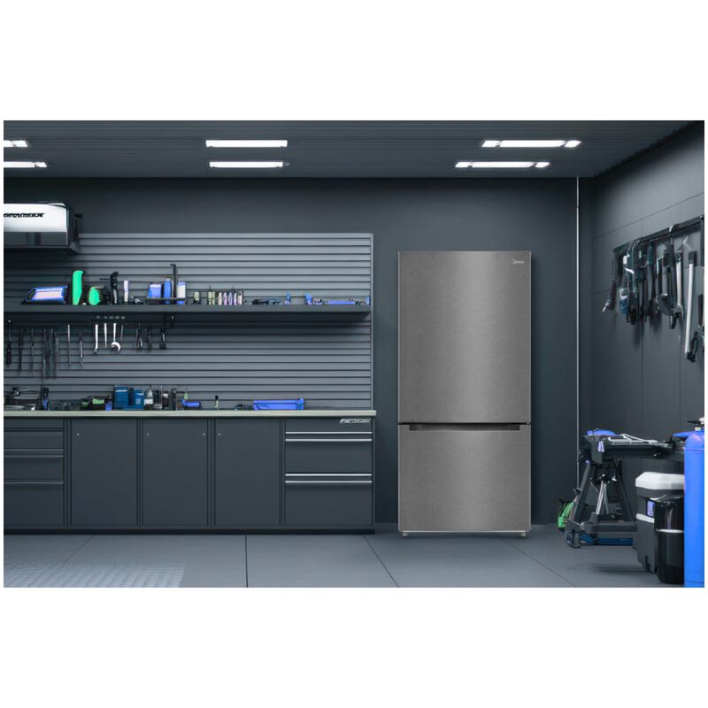 Midea 30 in. 18.7 cu. ft. Garage-Ready Bottom Freezer Refrigerator - Stainless Steel, , hires