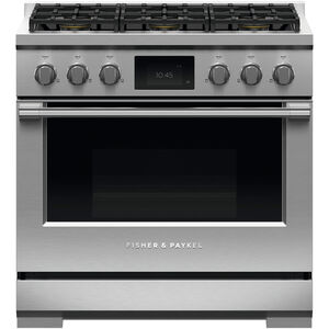 Fisher & Paykel Series 9 Professional Series 36" Freestanding Dual Fuel Range with 6 Sealed Burners, 4.8 Cu. Ft. Single Oven & Air Fry - Stainless Steel, , hires