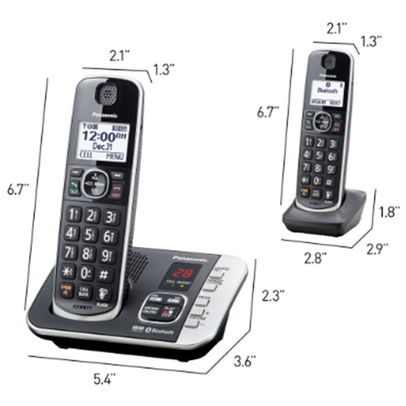 Panasonic 3 Handset Cordless Phone - Metallic Black, , hires