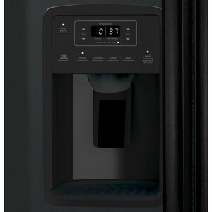 GE 33 in. 23.0 cu. ft. Side-by-Side Refrigerator with External Ice & Water Dispenser - Black, Black, hires