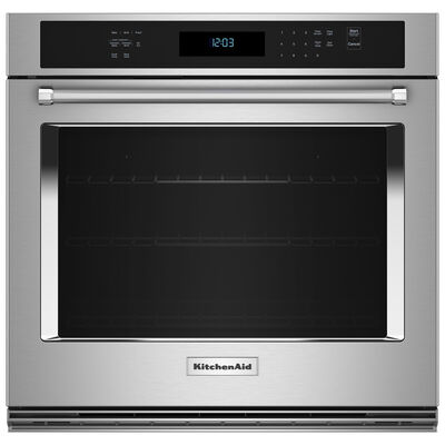 KitchenAid 30 in. 5.0 cu. ft. Electric Smart Wall Oven with True European Convection & Self Clean - Stainless Steel | KOES530PSS