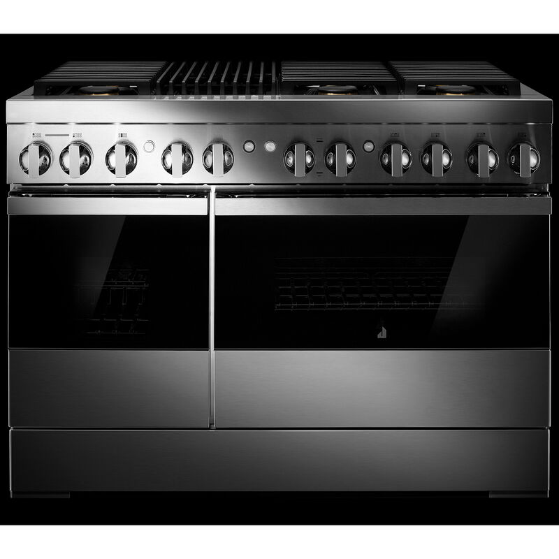 JennAir Noir Series 48 in. 6.3 cu. ft. Smart True European Convection Double Oven Dual Fuel Range with 6 Sealed Burners & Grill - Stainless Steel, , hires