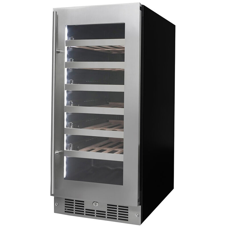 Danby Silhouette Pro 15 in. Undercounter Wine Cooler with Wood Racks, Single Temperature Zone & 28 Bottle Capacity - Stainless Steel, , hires