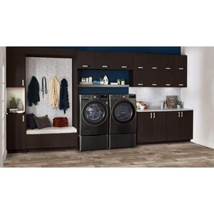 LG 27 in. 7.8 cu. ft. Smart Stackable Ventless Electric Dryer with Dual Inverter Heat Pump & AI Sensor Dry - Black Steel, , hires