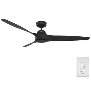 Hunter 60 in. Mosley Energy Star Damp Rated Ceiling Fan and Wall Control - Matte Black, , hires