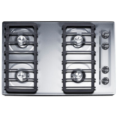Summit 30 in. 4-Burner Natural Gas Cooktop Gas Spark Ignition - Stainless Steel Look | ZNL053I